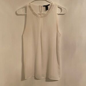 Forever 21 white beaded blouse size S no sleeves Party Work Formal
